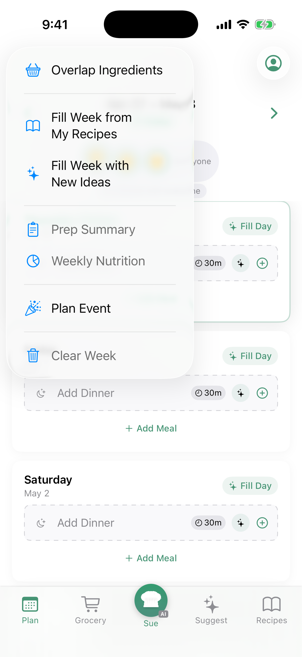 Plan tools menu