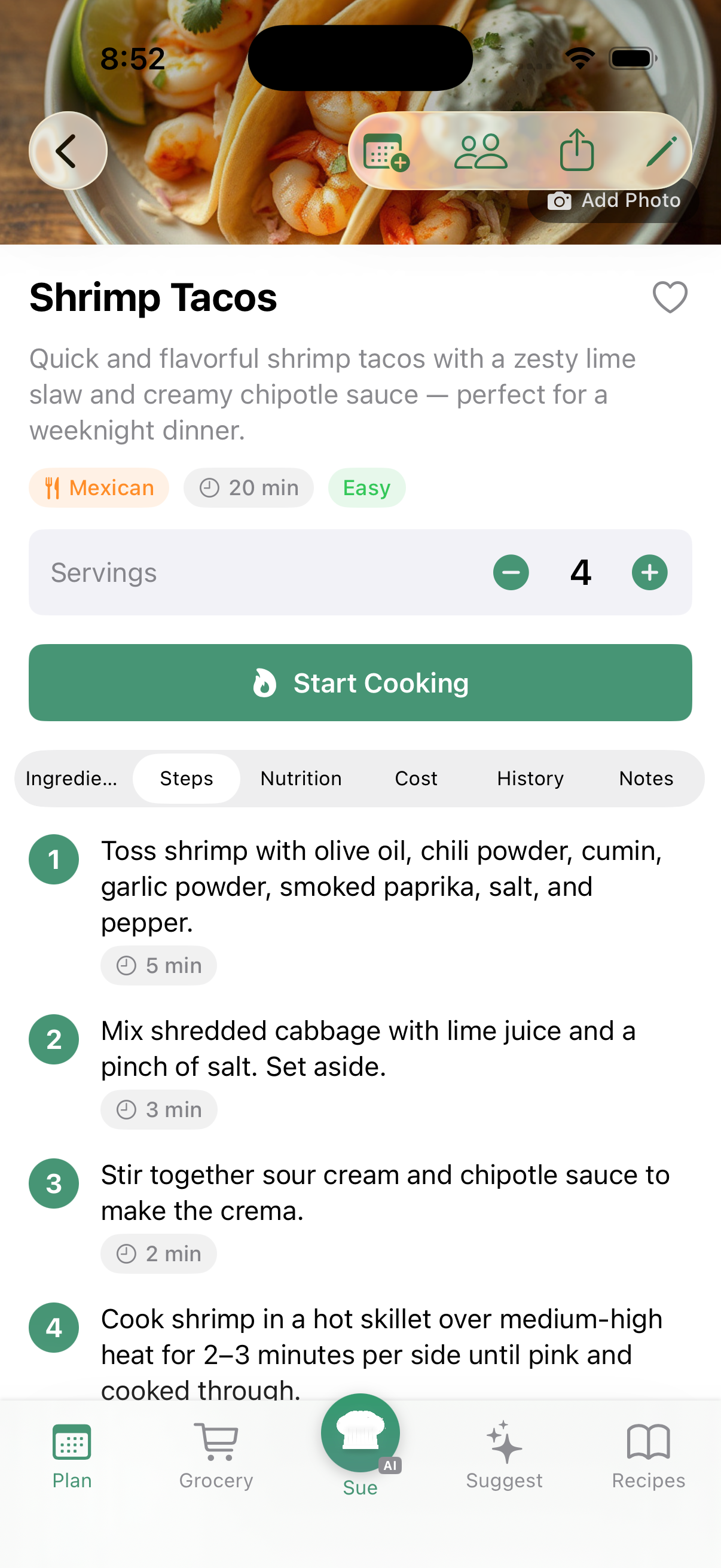 Step-by-step instructions with time estimates
